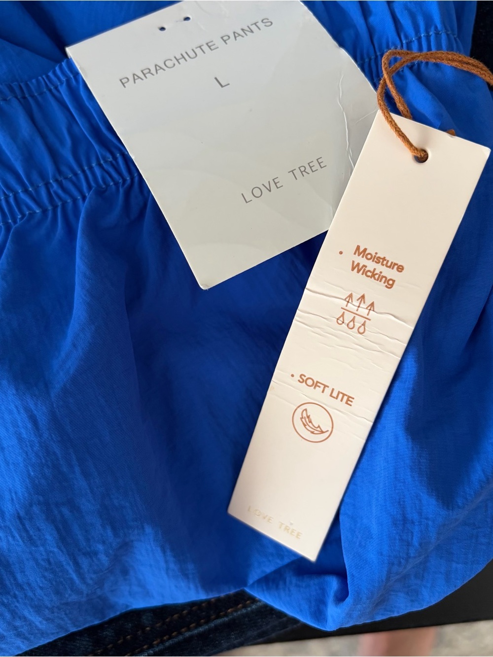 NWT Love Tree Royal Blue Elastic-Waist Parachute Pants  size L - Picture 9 of 9